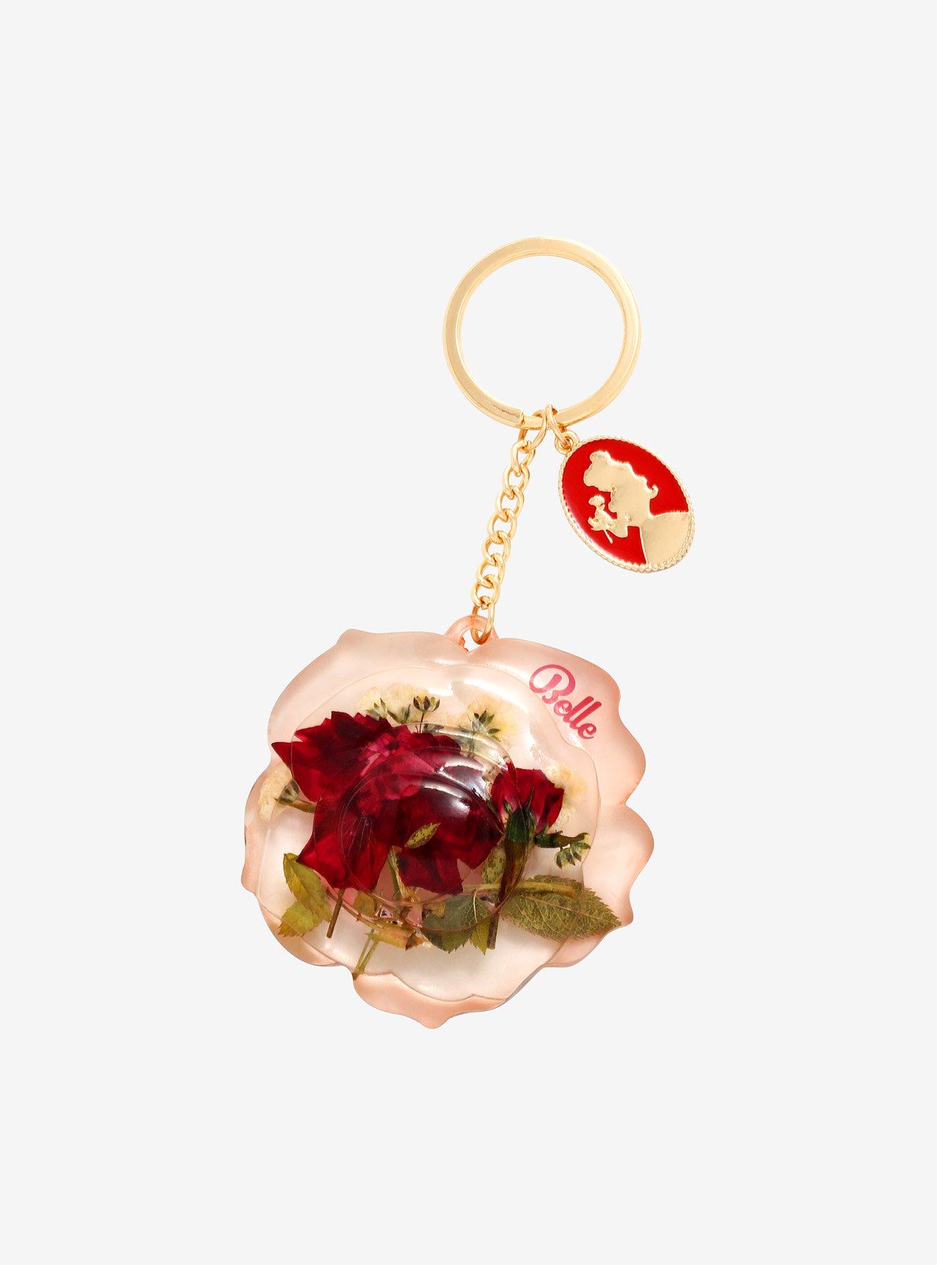 Disney Beauty and the Beast Belle Pressed Flower Keychain - BoxLunch Exclusive, , hi-res