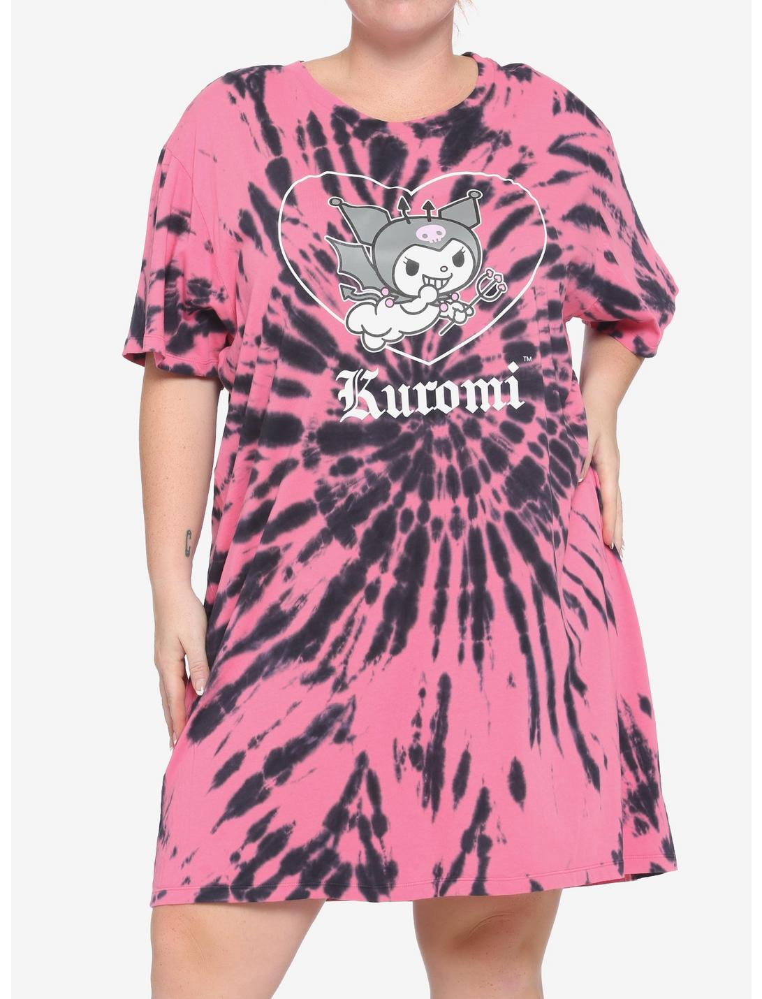 Kuromi Devilish Tie-Dye T-Shirt Dress Plus Size, MULTI, hi-res