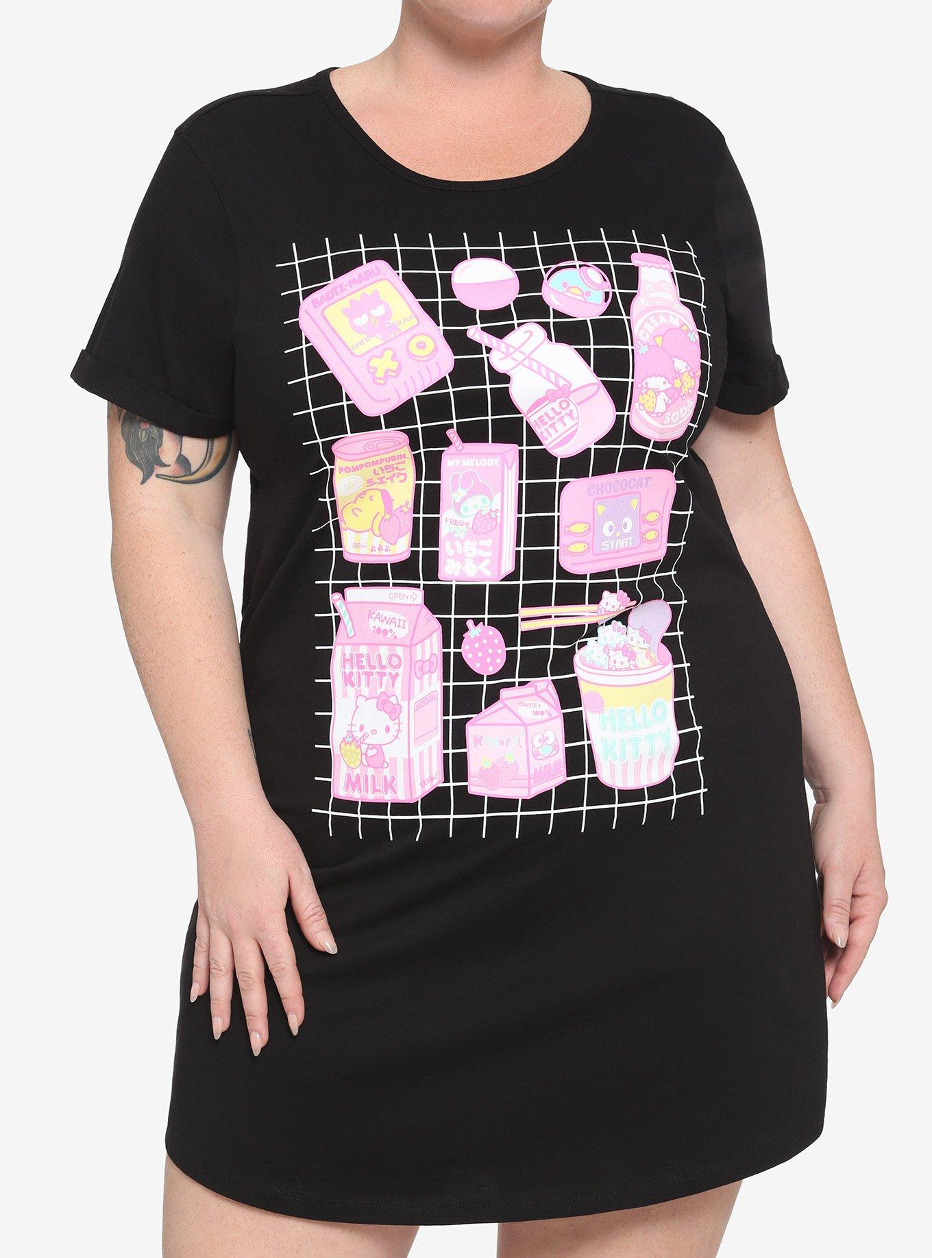 Hello Kitty And Friends Snacks & Games Grid T-Shirt Dress Plus Size, MULTI, hi-res