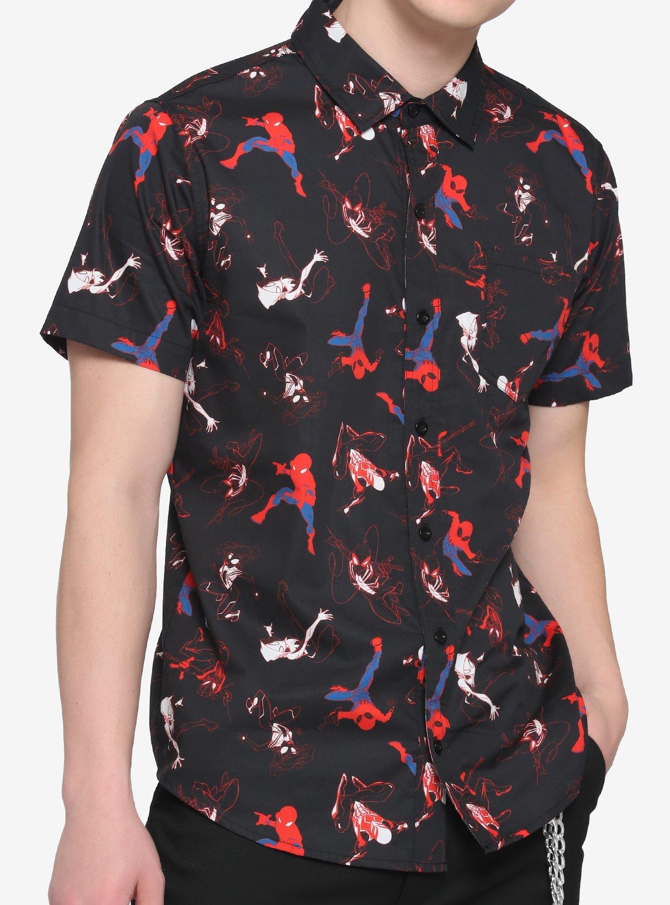 Our Universe Marvel Spider Man Allover Woven Button Up Hot Topic