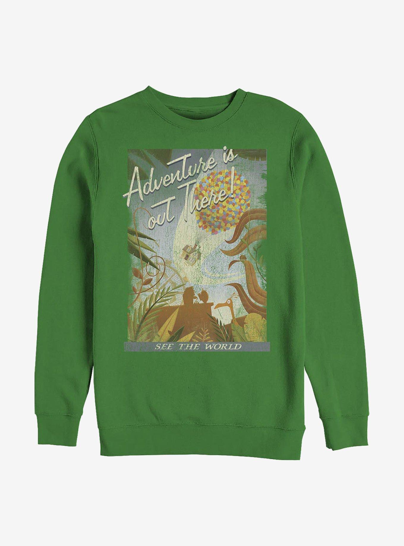 Disney Pixar Up Travel Poster Crew Sweatshirt, KELLY, hi-res