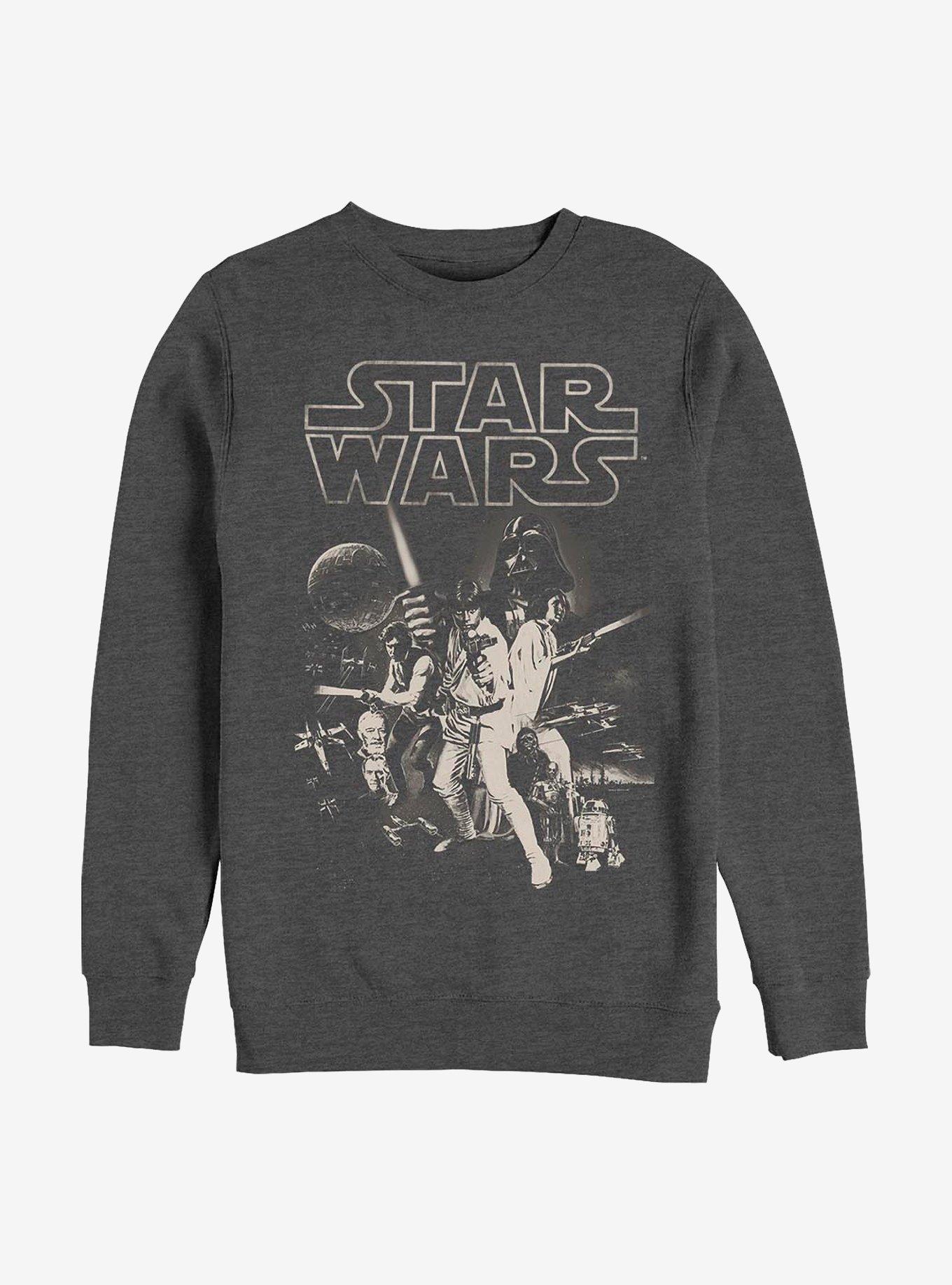 Star Wars Poster Crew Sweatshirt, CHAR HTR, hi-res