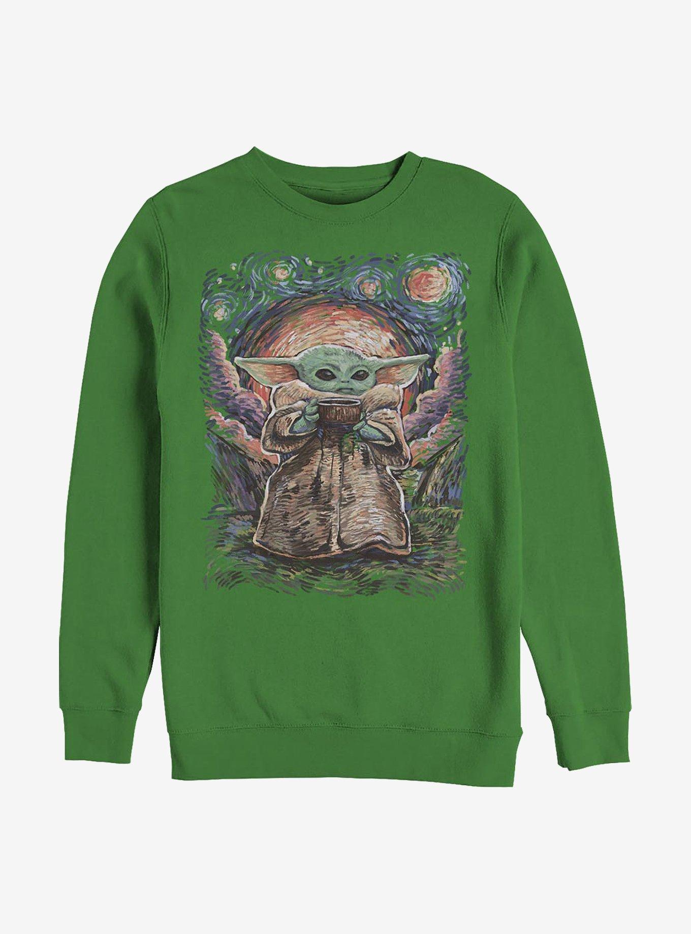 Star Wars The Mandalorian The Child Sipping Night Sky Crew Sweatshirt, KELLY, hi-res