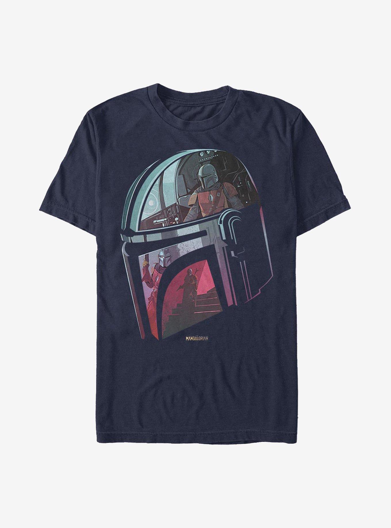 Star Wars The Mandalorian Helmet Explanation T-Shirt, NAVY, hi-res