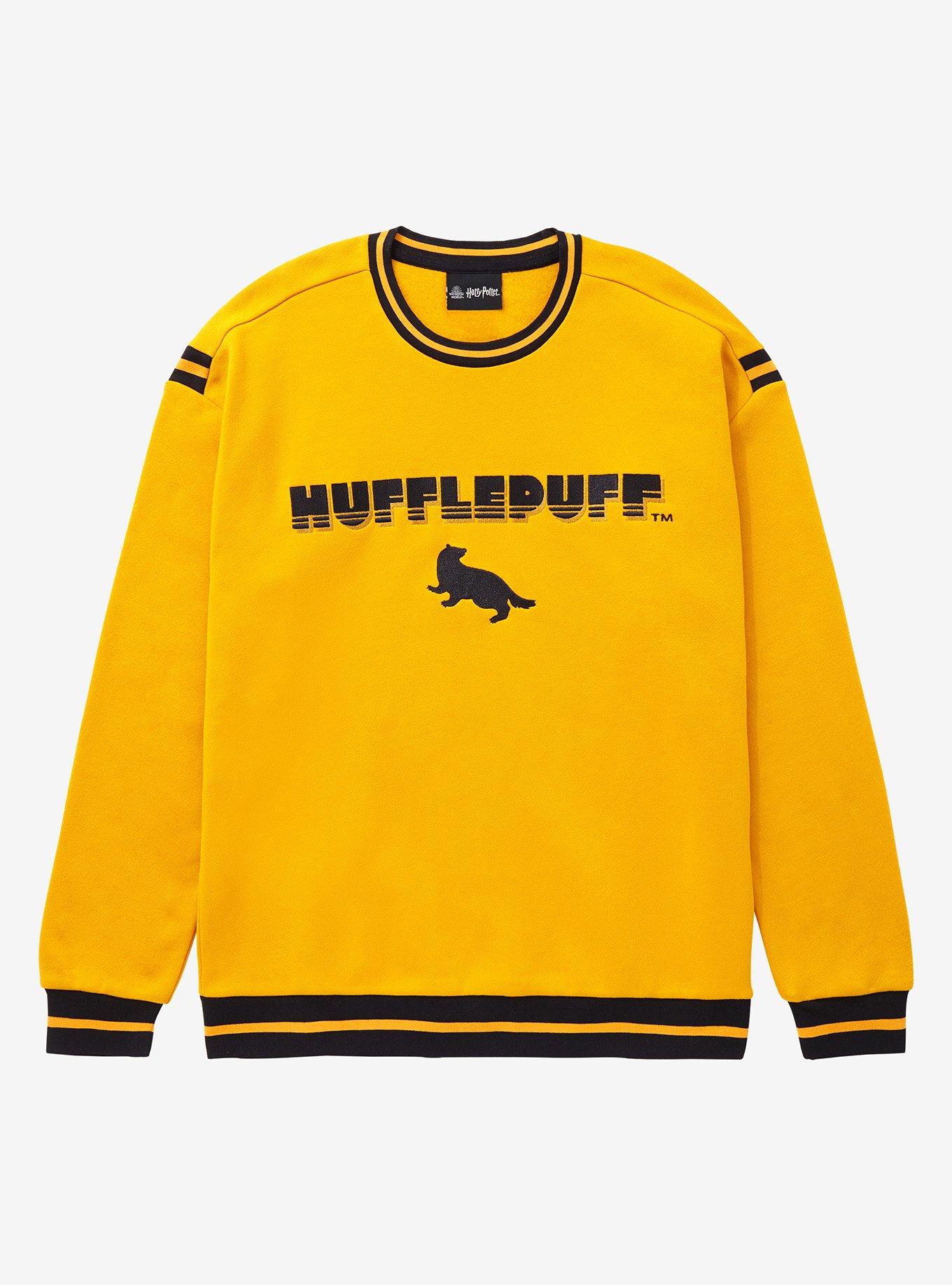 Harry Potter Hufflepuff Retro Varsity Crewneck - BoxLunch Exclusive, GOLDEN YELLOW, hi-res