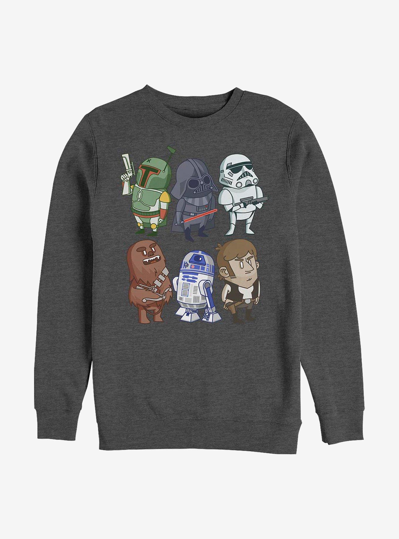 Star Wars Doodles Crew Sweatshirt, CHAR HTR, hi-res