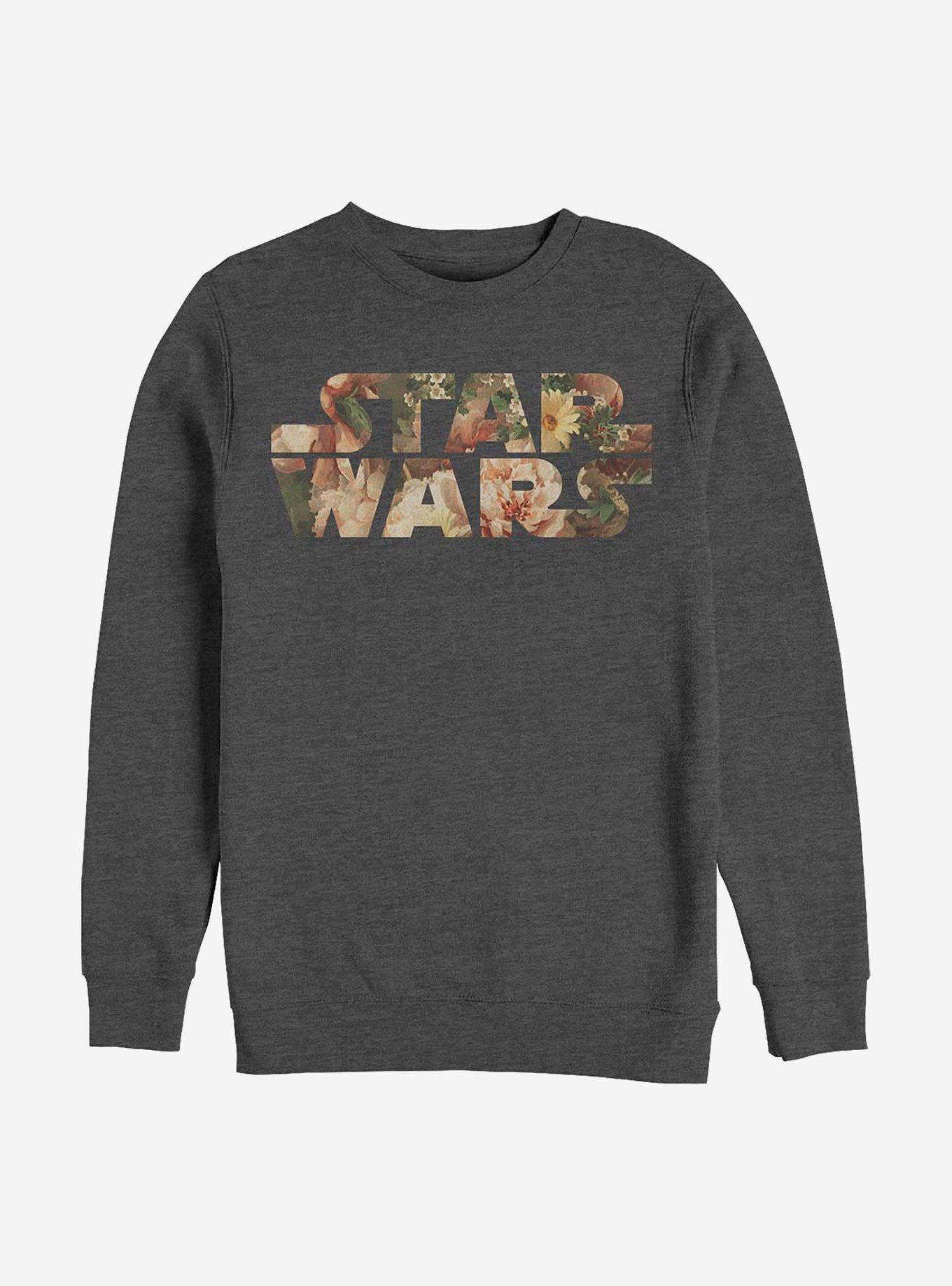 Star Wars Floral Logo Crew Sweatshirt, CHAR HTR, hi-res