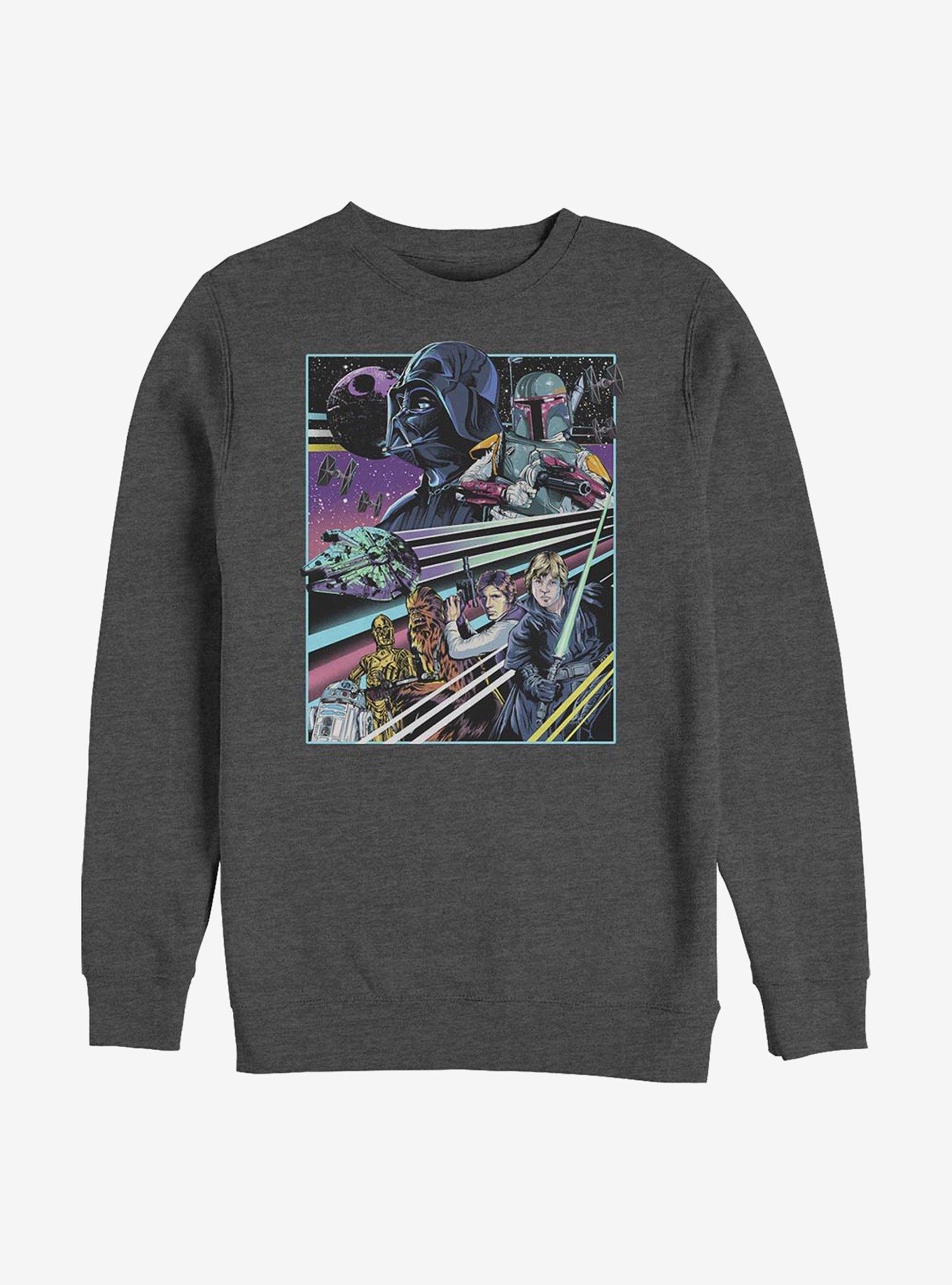 Star Wars Rebellion Poster Crew Sweatshirt, CHAR HTR, hi-res