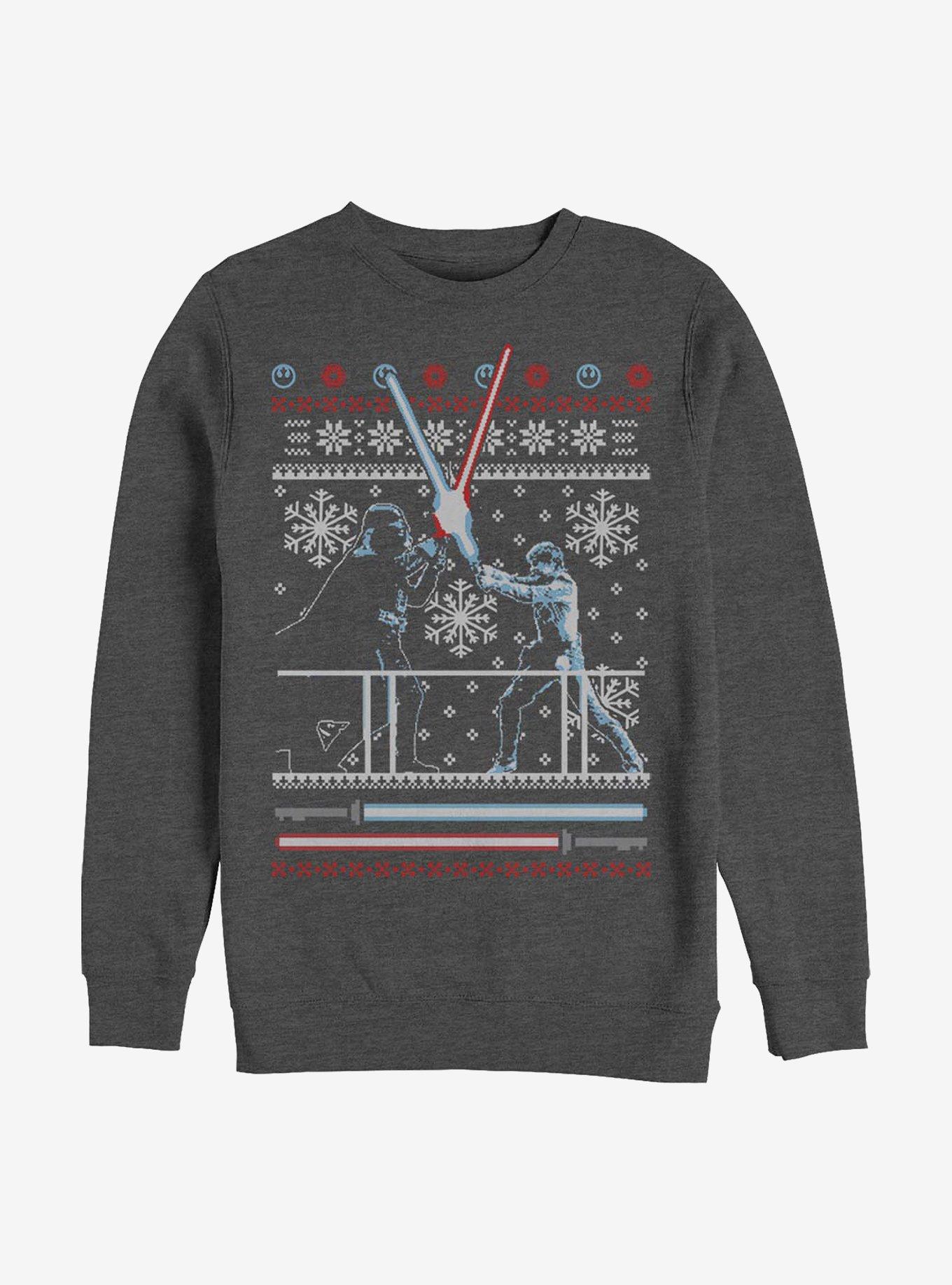 Star Wars Ugly Holiday Feud Crew Sweatshirt, CHAR HTR, hi-res