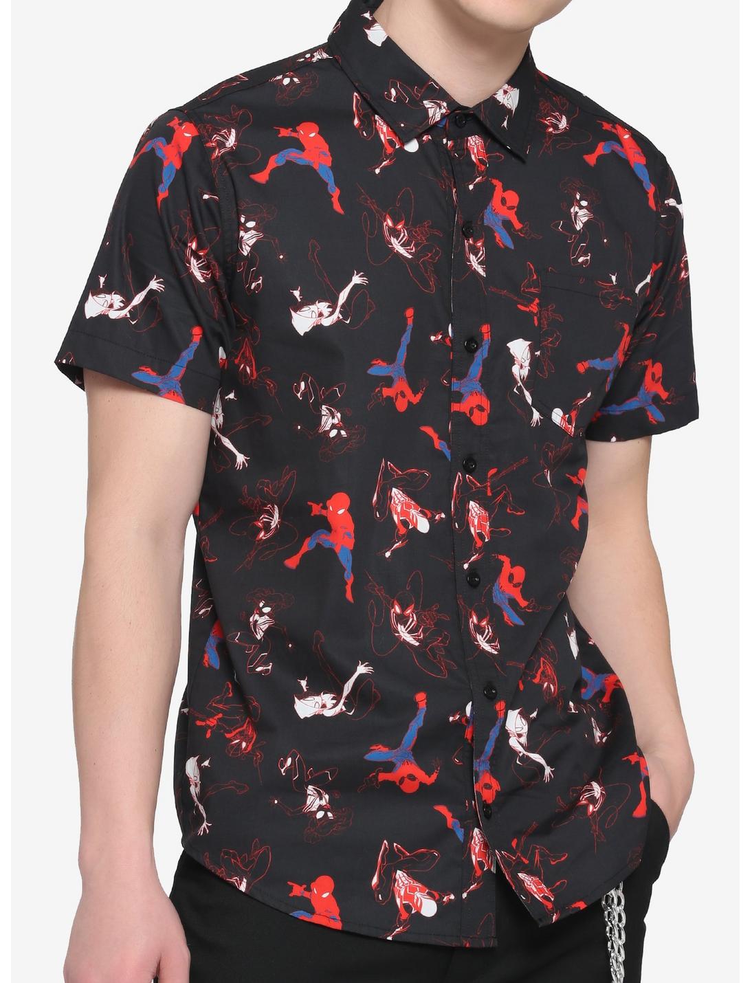 Our Universe Marvel Spider-Man Allover Woven Button-Up, MULTI, hi-res