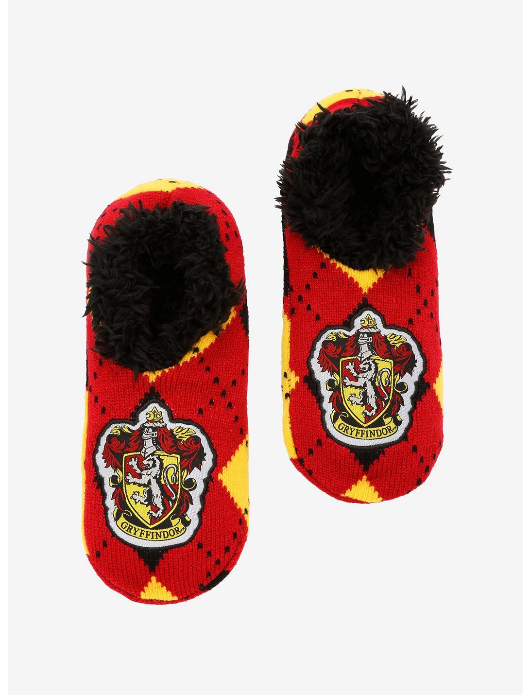 Harry Potter Gryffindor Argyle Logo Slipper Socks - BoxLunch Exclusive, , hi-res