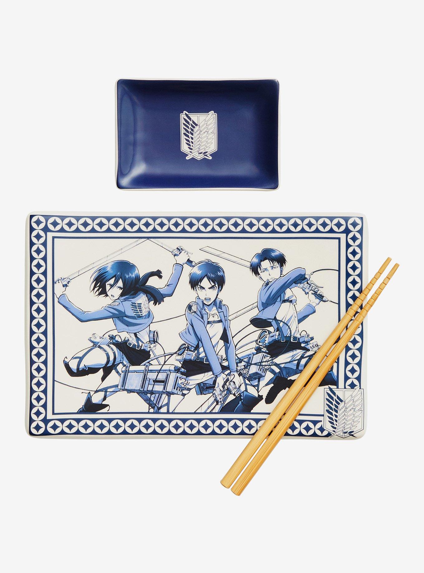 Attack on Titan Mikasa, Eren, & Levi Tonal Sushi Set with Chopsticks, , hi-res