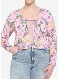 Disney Tangled Pascal Floral Tie-Front Girls Cardigan Plus Size, MULTI, hi-res