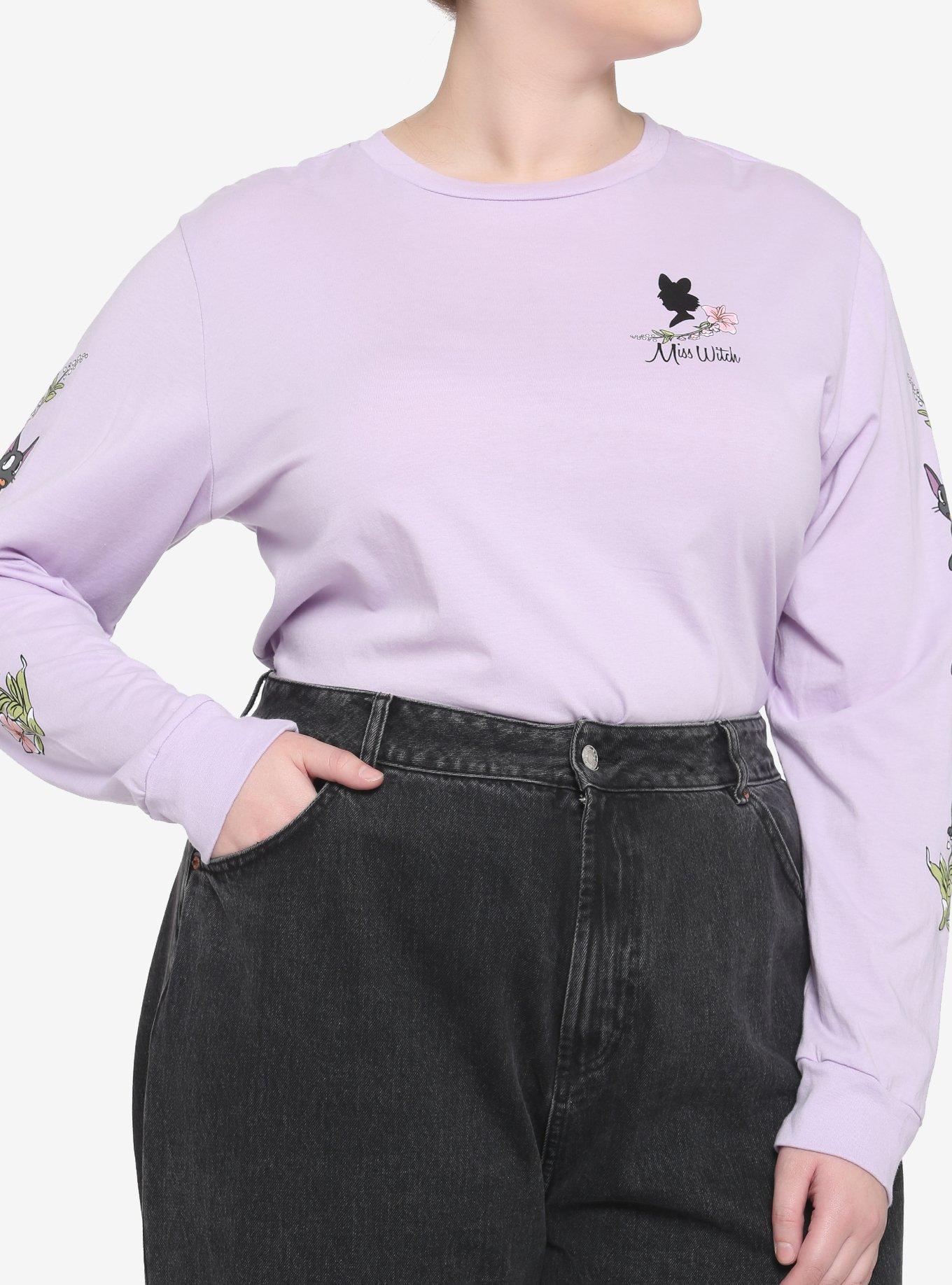 Studio Ghibli Kiki's Delivery Service Lavender Floral Girls Long-Sleeve T-Shirt Plus Size, MULTI, hi-res