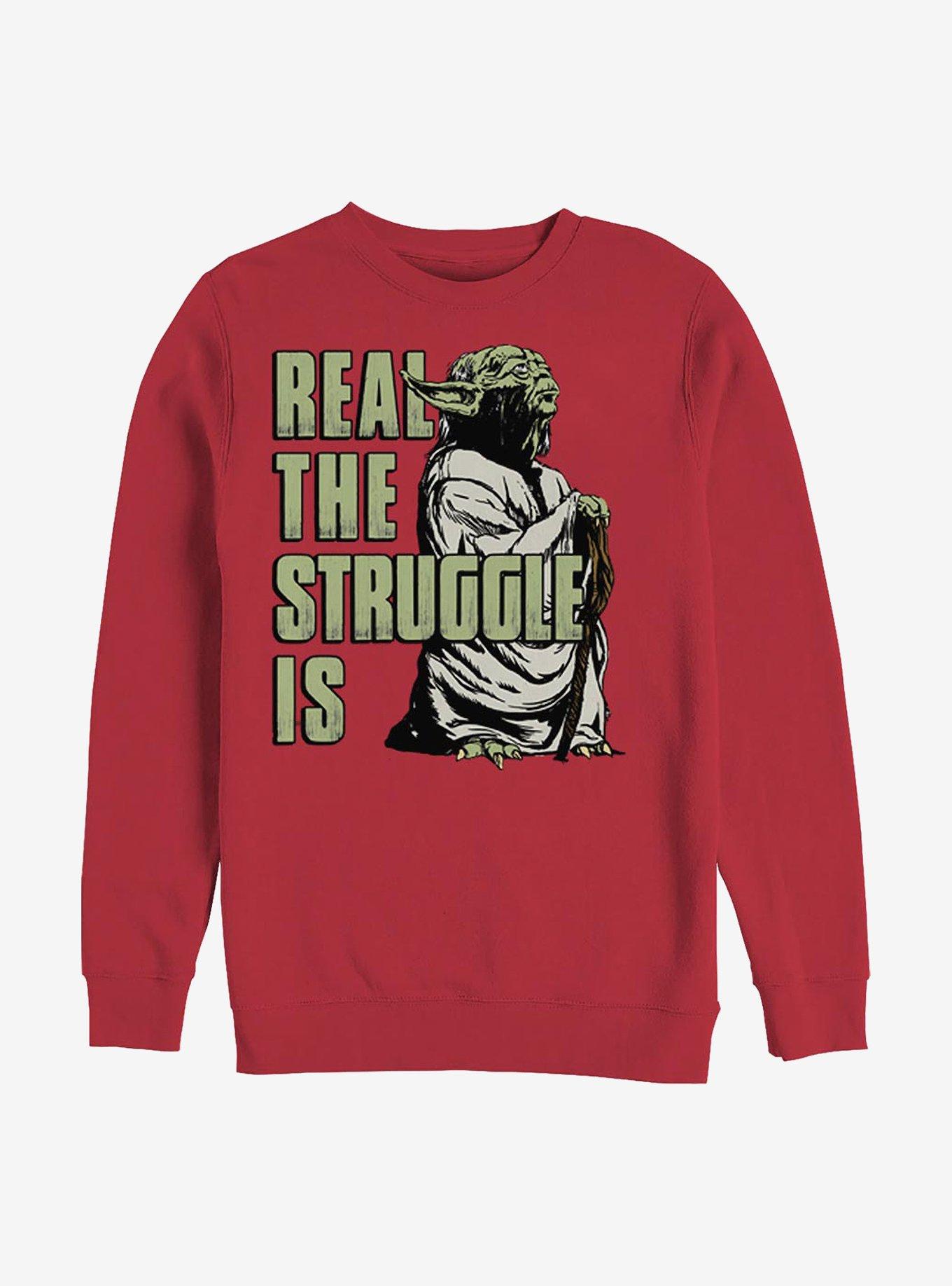 Star Wars Real The Struggle Is Crew Sweatshirt, RED, hi-res
