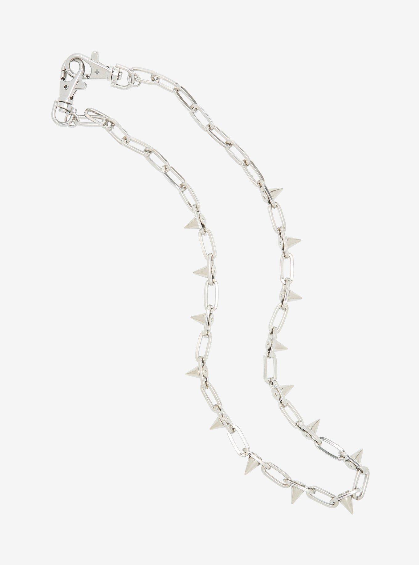 Silver Spikes & Links 24 Inch Wallet Chain, , hi-res