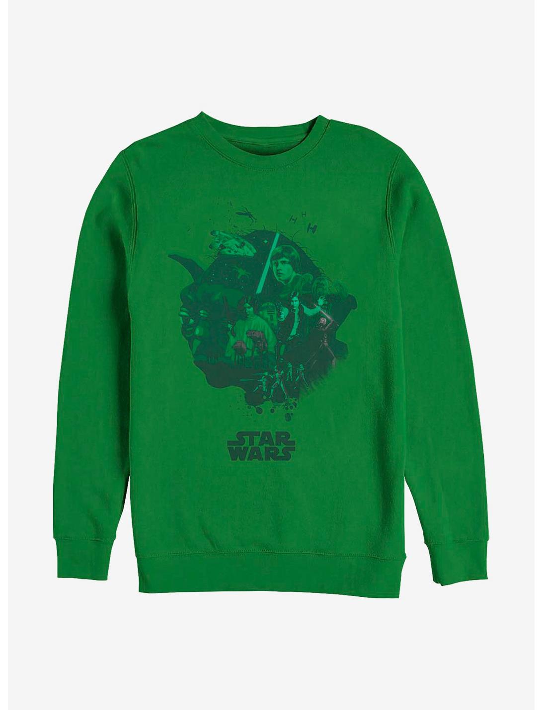 Star Wars Yoda Head Fill Crew Sweatshirt, KELLY, hi-res