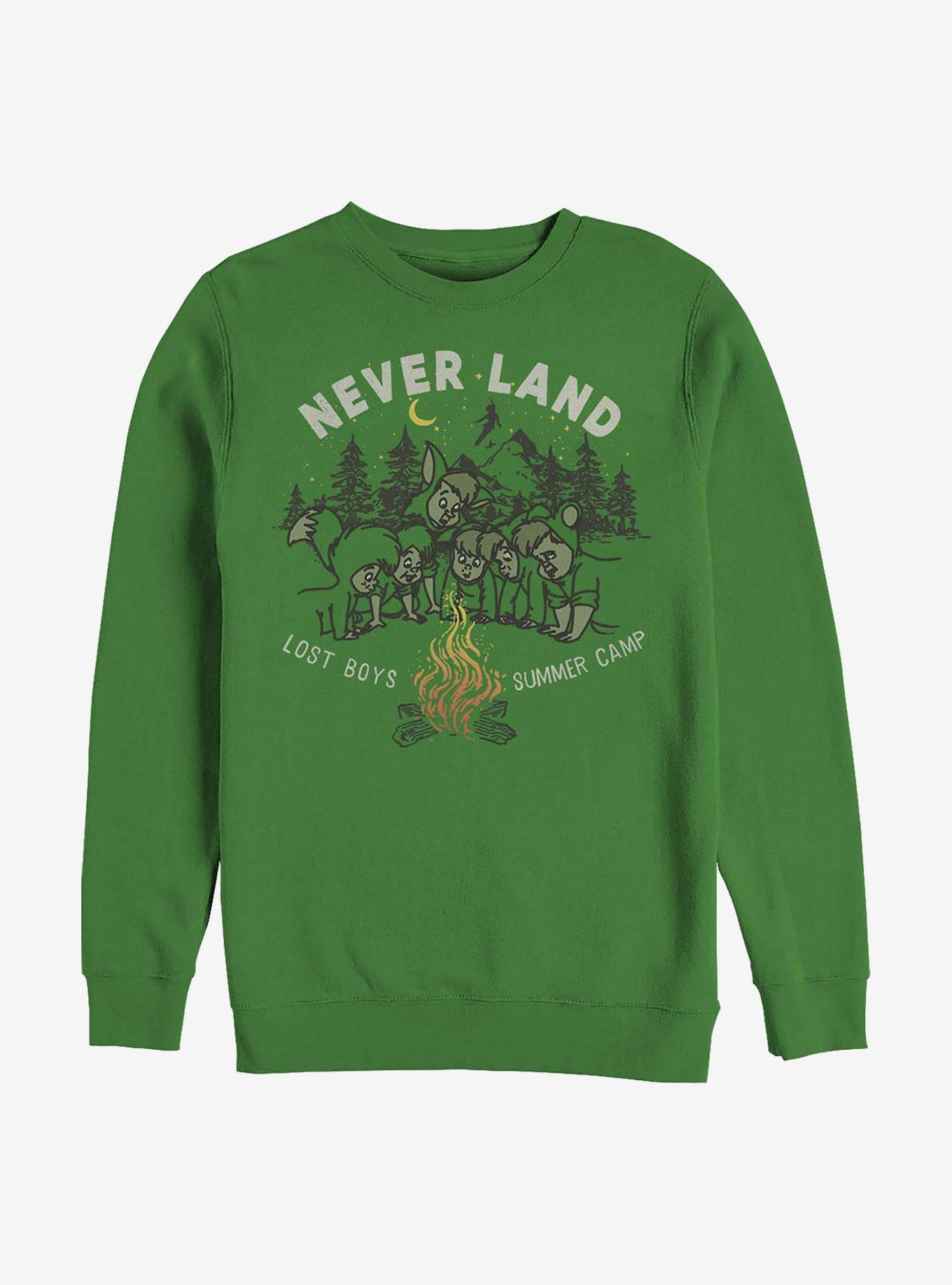 Disney Peter Pan Camp Never Land Crew Sweatshirt GREEN Hot Topic