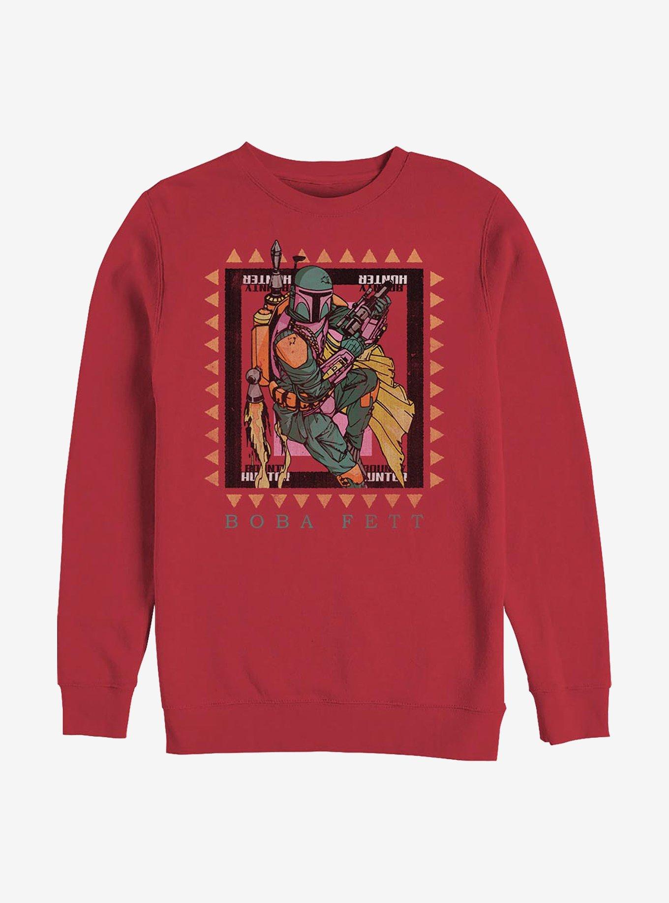 Star Wars Boba Fett Frame Bounty Hunter Crew Sweatshirt, RED, hi-res