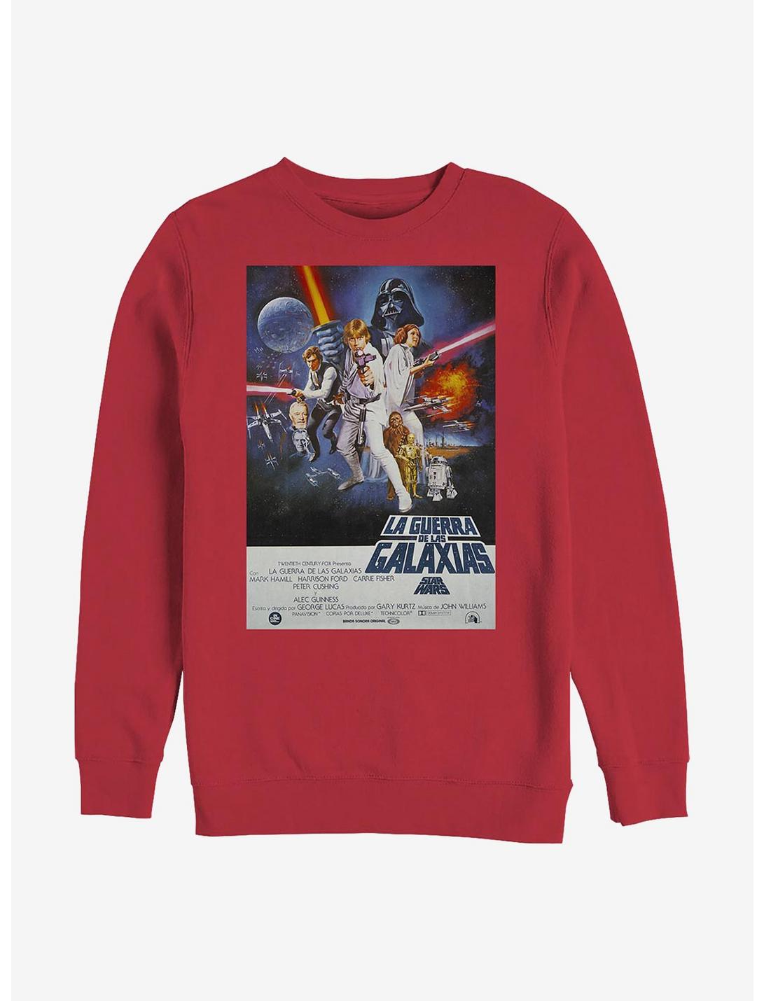 Star Wars Episode IV A New Hope La Guerra De Las Galaxias Poster Sweatshirt, RED, hi-res