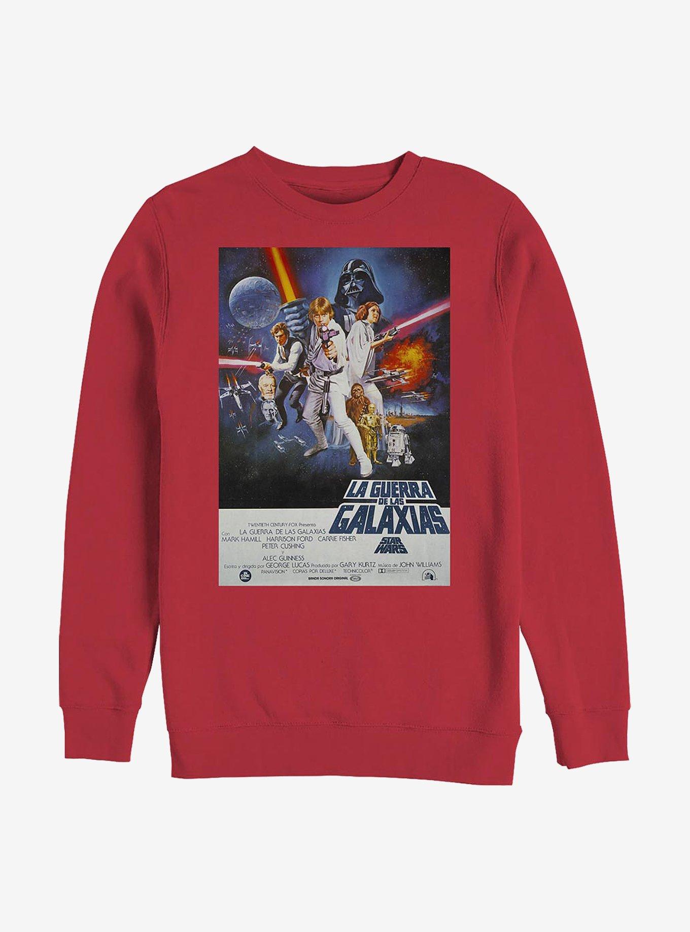 Star Wars Episode IV A New Hope La Guerra De Las Galaxias Poster Sweatshirt, RED, hi-res
