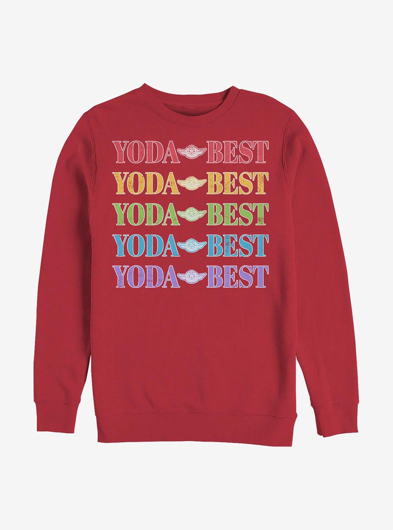 Star Wars Yoda Best Rainbow Crew Sweatshirt, RED, hi-res