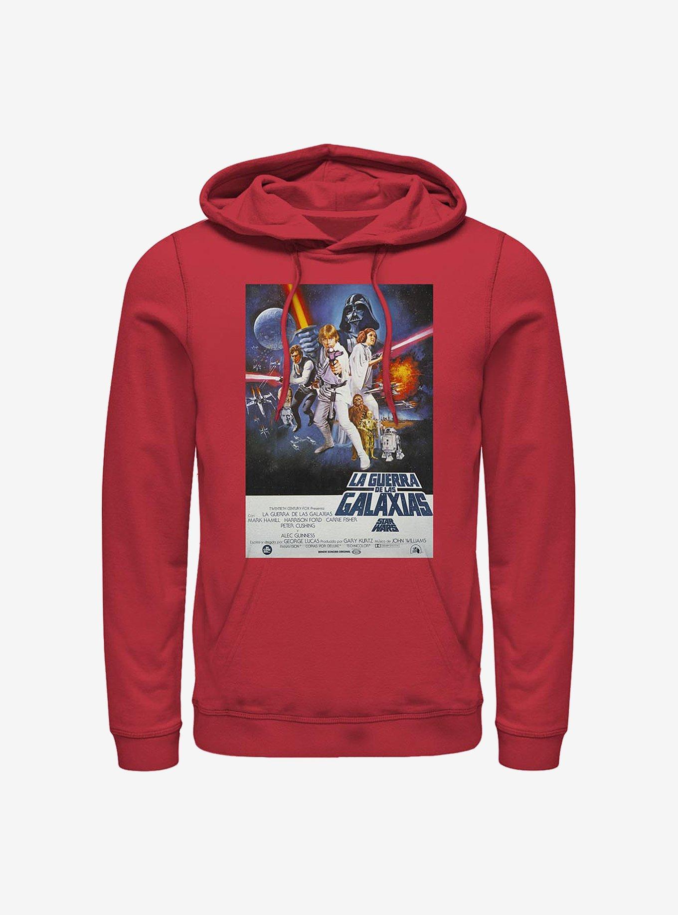 Star Wars Episode IV A New Hope La Guerra De Las Galaxias Poster Hoodie, RED, hi-res