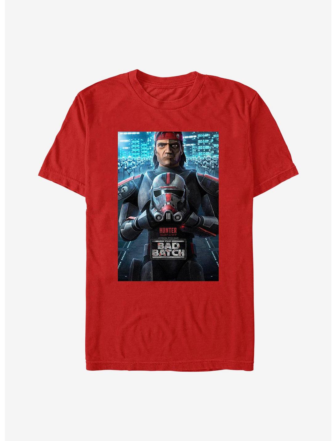 Star Wars: The Bad Batch Hunter Poster T-Shirt, RED, hi-res
