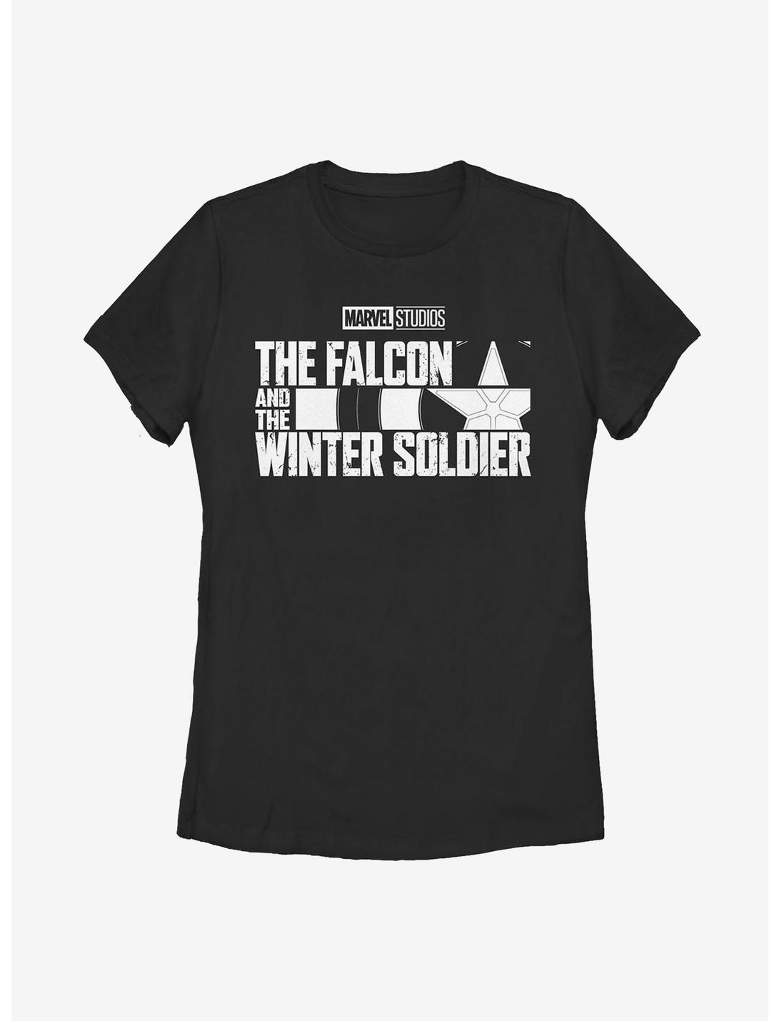 Marvel The Falcon And The Winter Soldier Logo Single Color Womens T-Shirt, BLACK, hi-res