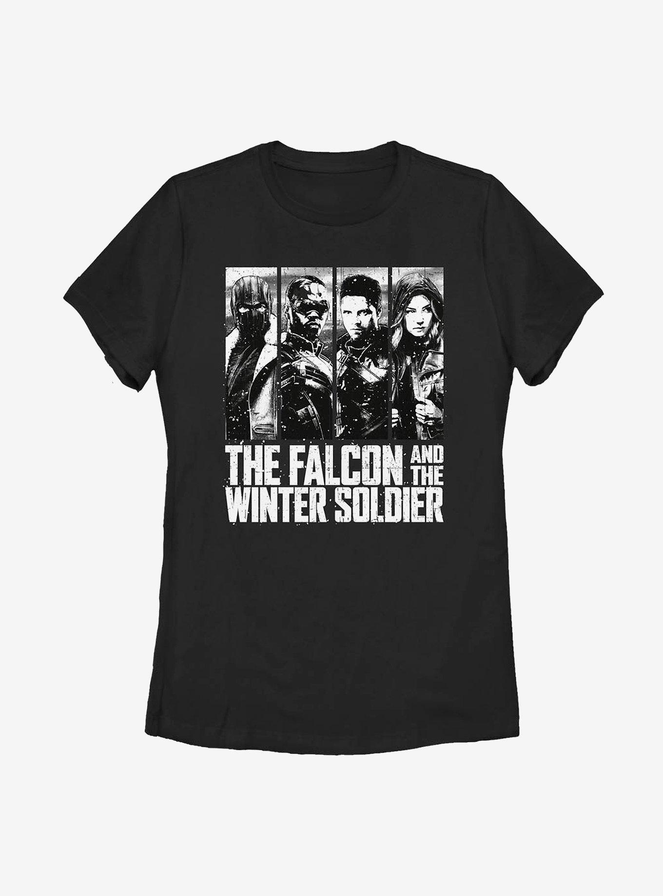 Marvel The Falcon And The Winter Soldier White Out Womens T-Shirt, BLACK, hi-res