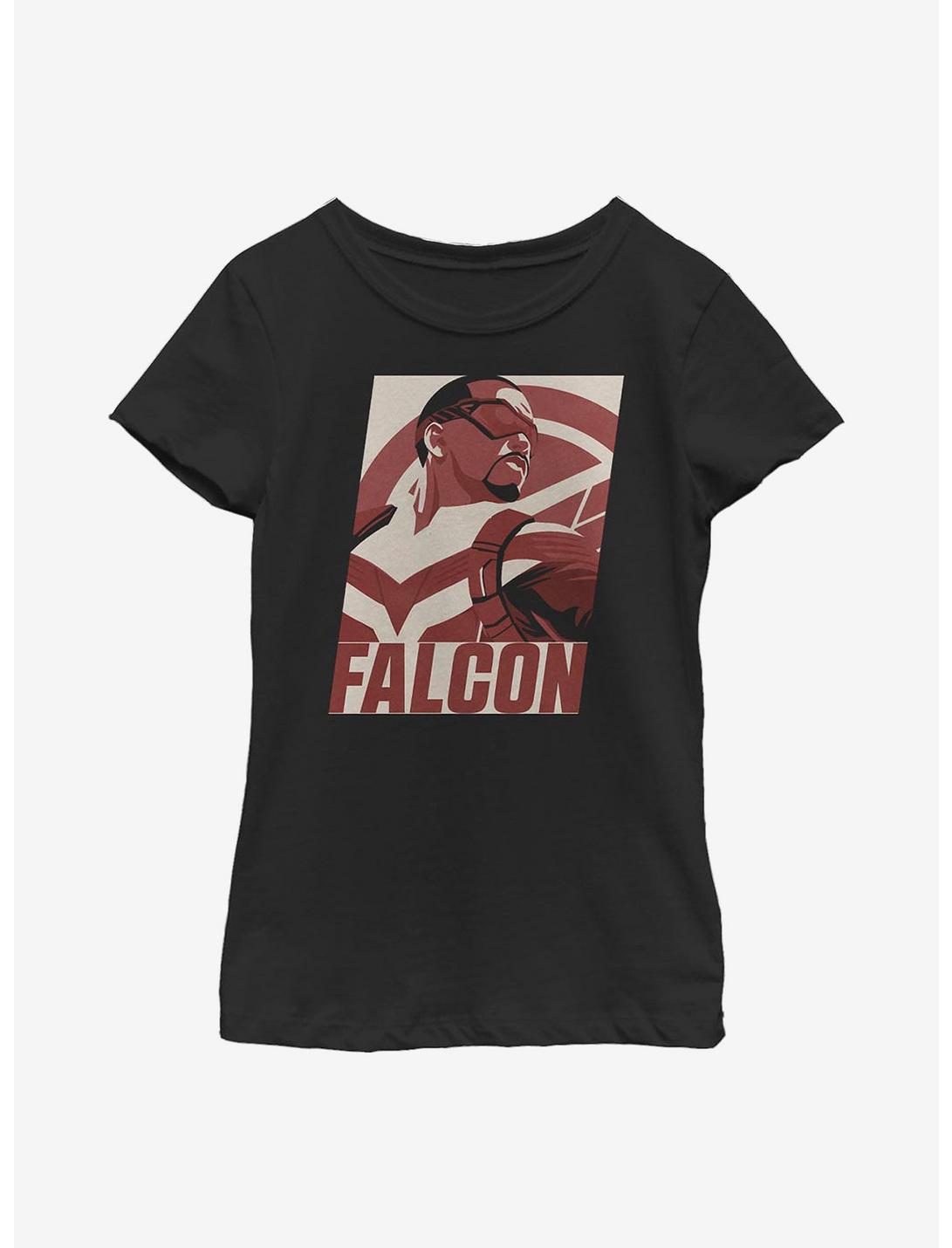 Marvel The Falcon And The Winter Soldier Falcon Poster Youth Girls T-Shirt, BLACK, hi-res
