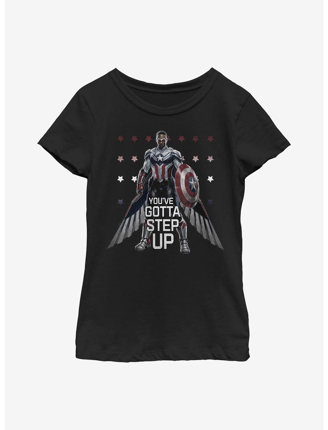 Marvel The Falcon And The Winter Soldier Falcon Soldier Teamed Youth Girls T-Shirt, BLACK, hi-res