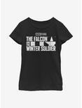 Marvel The Falcon And The Winter Soldier Logo Single Color Youth Girls T-Shirt, BLACK, hi-res