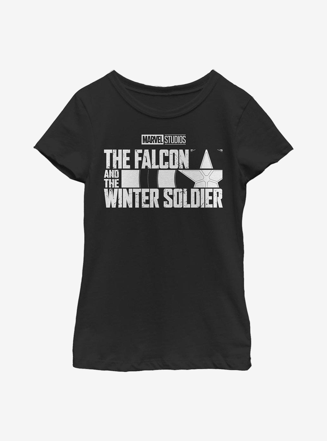 Marvel The Falcon And The Winter Soldier Logo Single Color Youth Girls T-Shirt, BLACK, hi-res