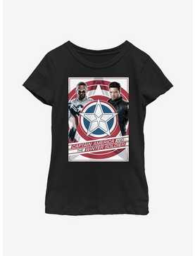 Marvel The Falcon And The Winter Soldier Shield Poster Youth Girls T-Shirt, , hi-res