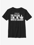 Marvel The Falcon And The Winter Soldier Logo Single Color Youth T-Shirt, BLACK, hi-res