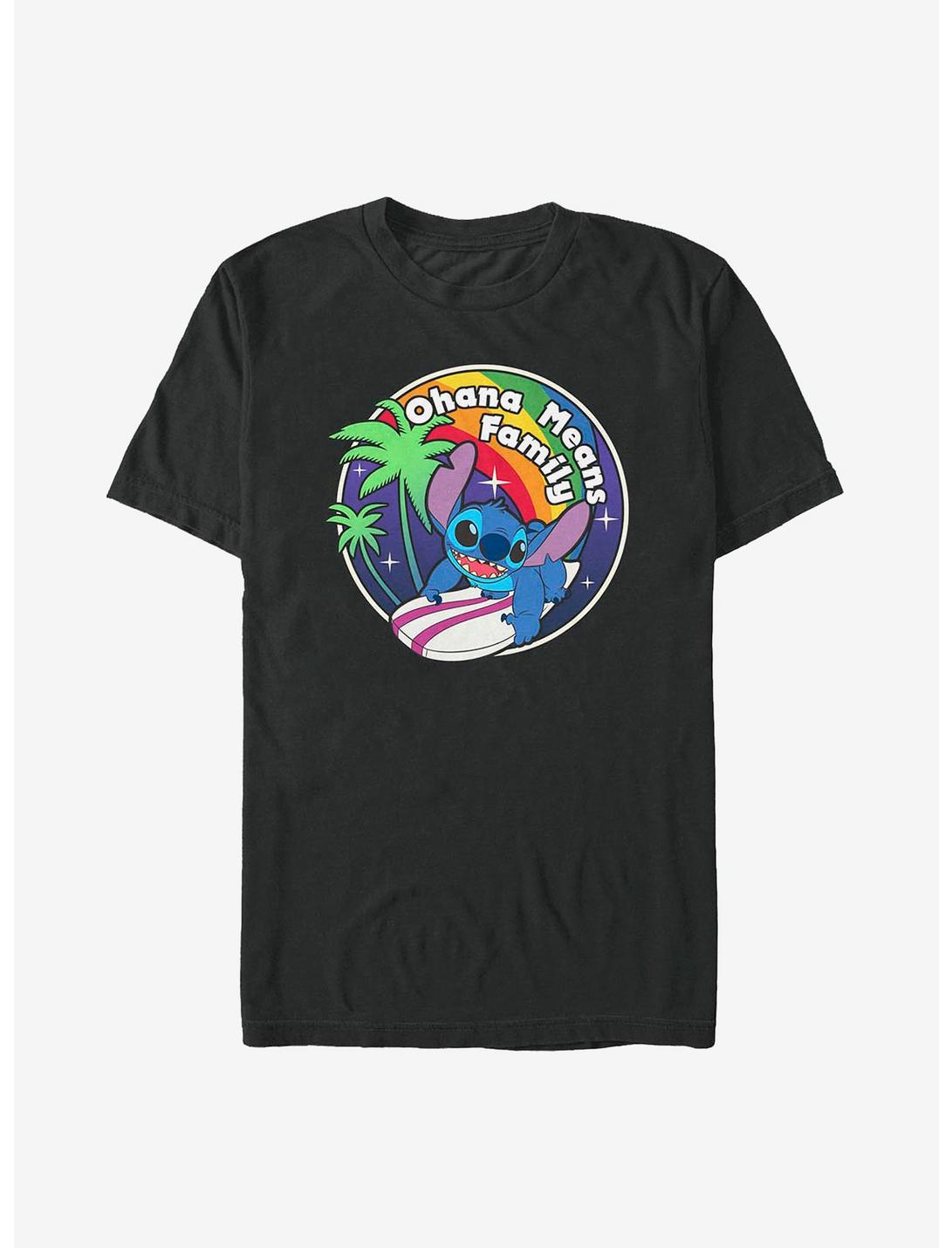 Disney Lilo & Stitch Rainbow Ohana T-Shirt, BLACK, hi-res