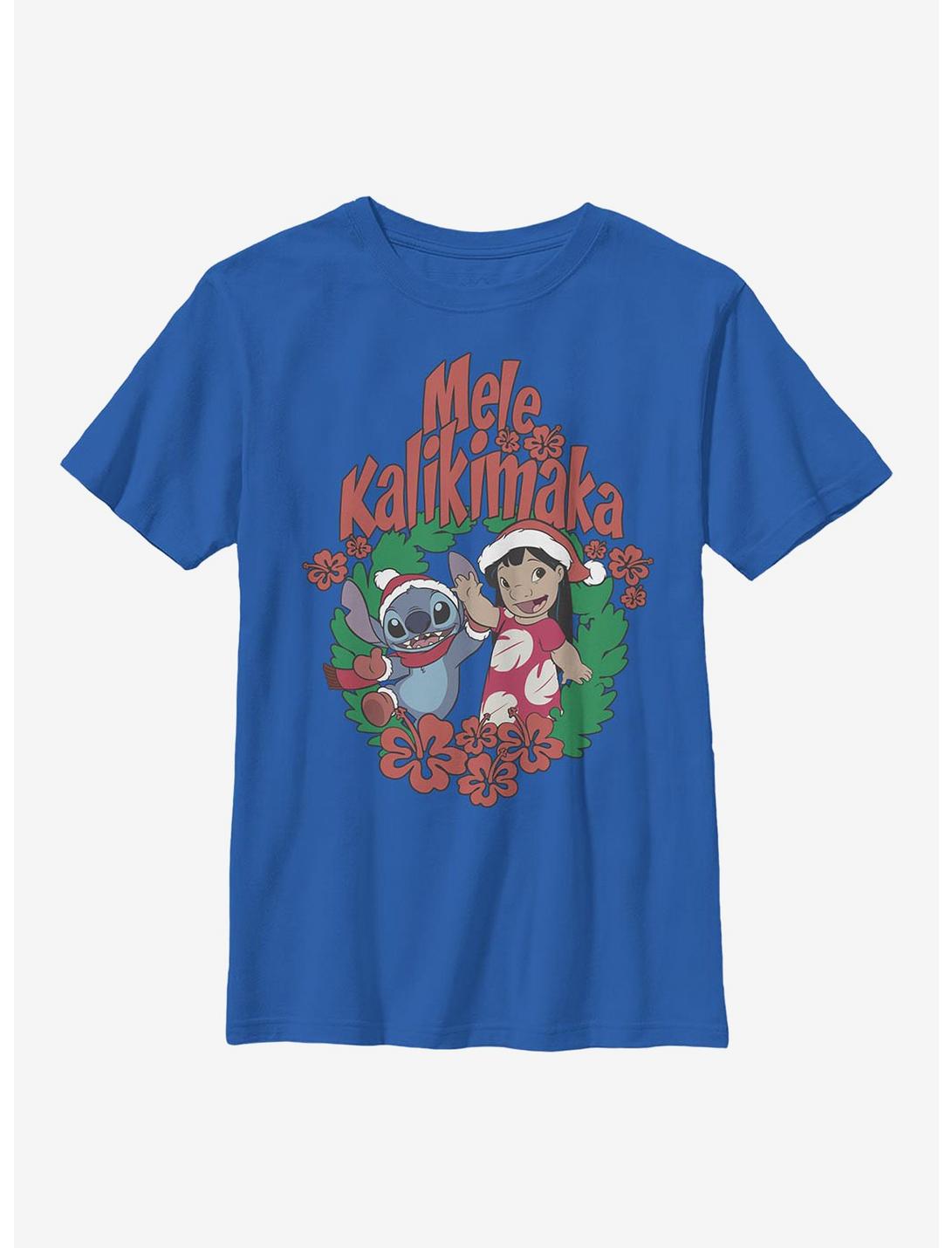 Disney Lilo & Stitch Mele Kalikimaka Youth T-Shirt, ROYAL, hi-res