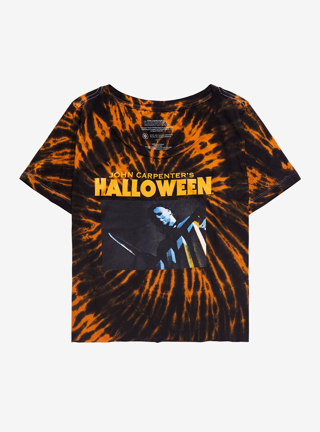 Halloween Orange Tie-Dye Crop T-Shirt Plus Size, MULTI, hi-res