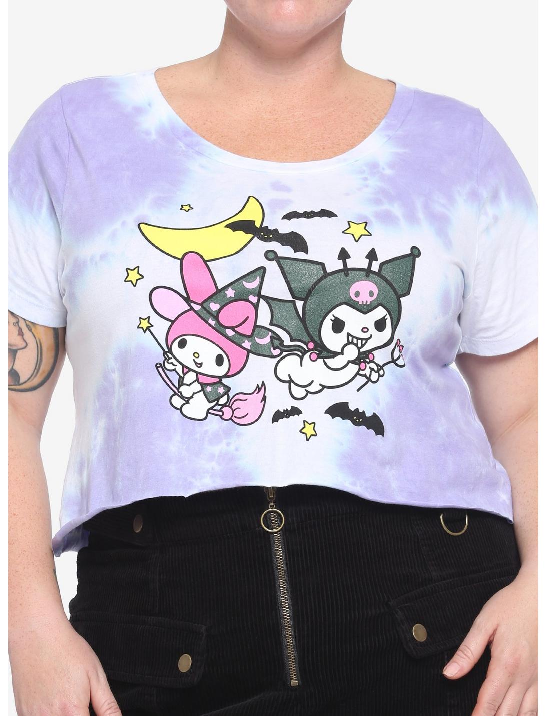 Kuromi & My Melody Halloween Purple Wash Girls Crop T-Shirt Plus Size, MULTI, hi-res