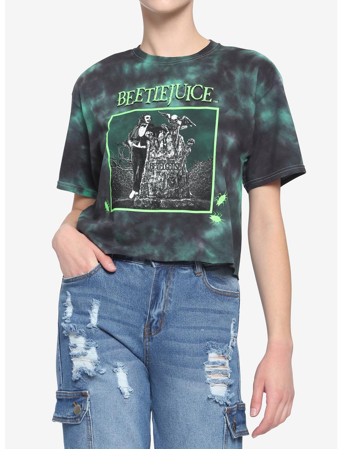 Beetlejuice Tombstone Tie-Dye Crop Girls T-Shirt, MULTI, hi-res
