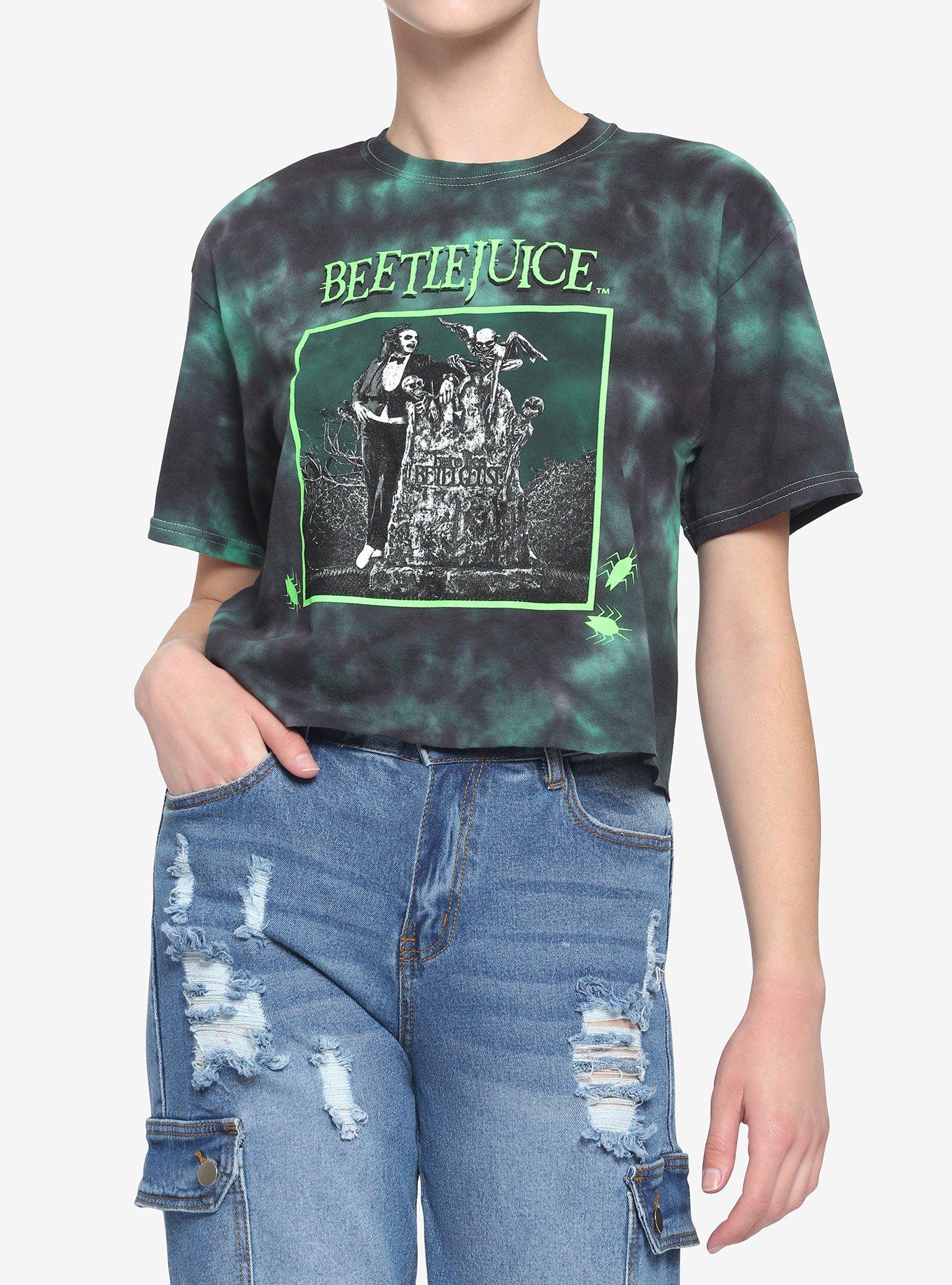 Beetlejuice Tombstone Tie-Dye Crop Girls T-Shirt, MULTI, hi-res