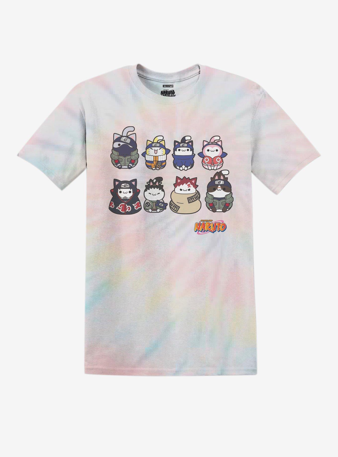 Naruto Shippuden Nyanto! The Big Nyaruto Series Group Tie-Dye Girls T-Shirt Plus Size, MULTI, hi-res