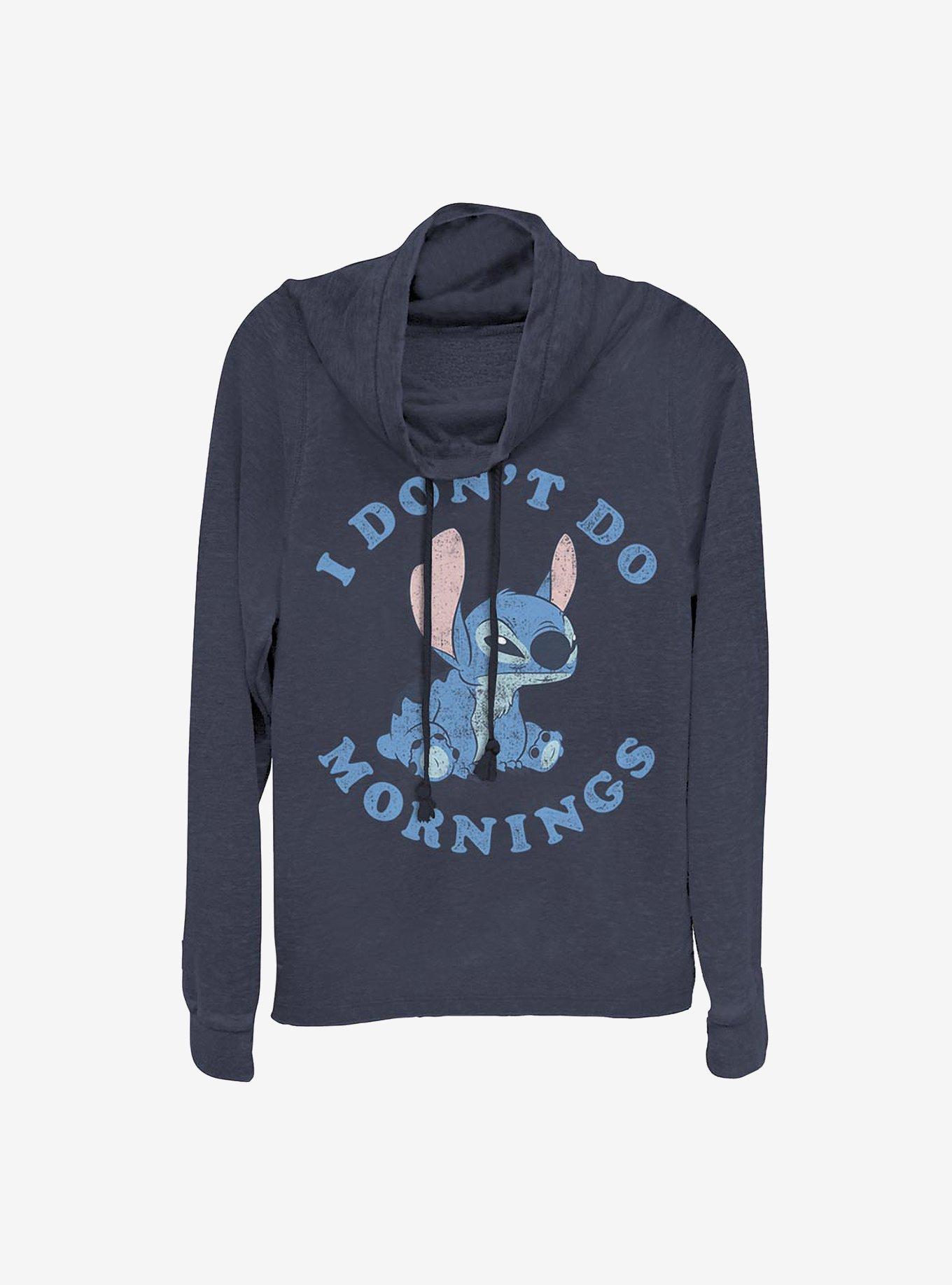 Disney Lilo & Stitch I Don't Do Mornings Cowlneck Long-Sleeve Girls Top, , hi-res