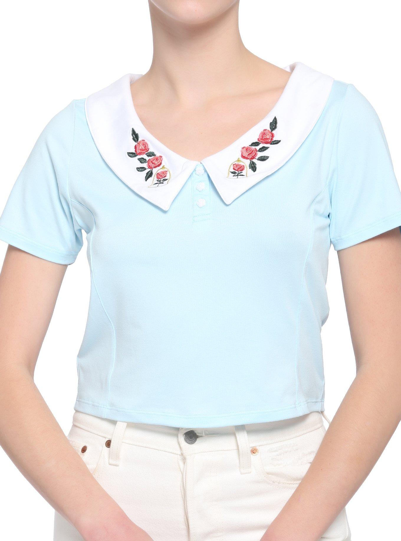 Disney Beauty & The Beast Rose Collared Girls Top, MULTI, hi-res