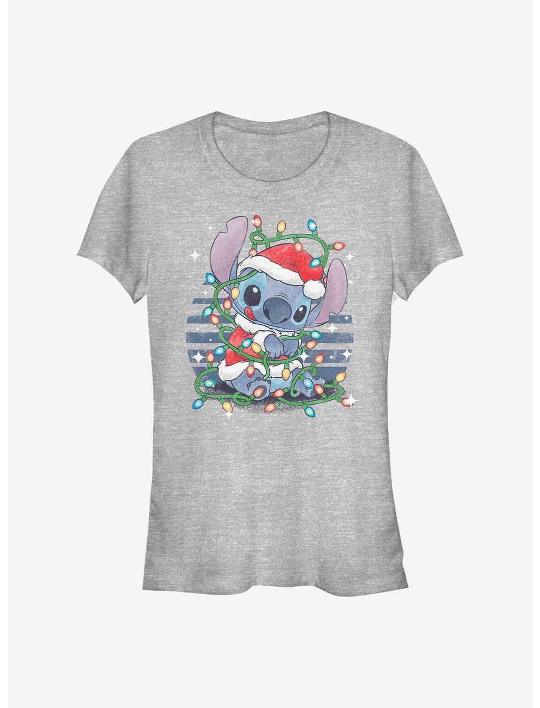 Disney Lilo & Stitch Holiday Lights Girls T-Shirt, ATH HTR, hi-res