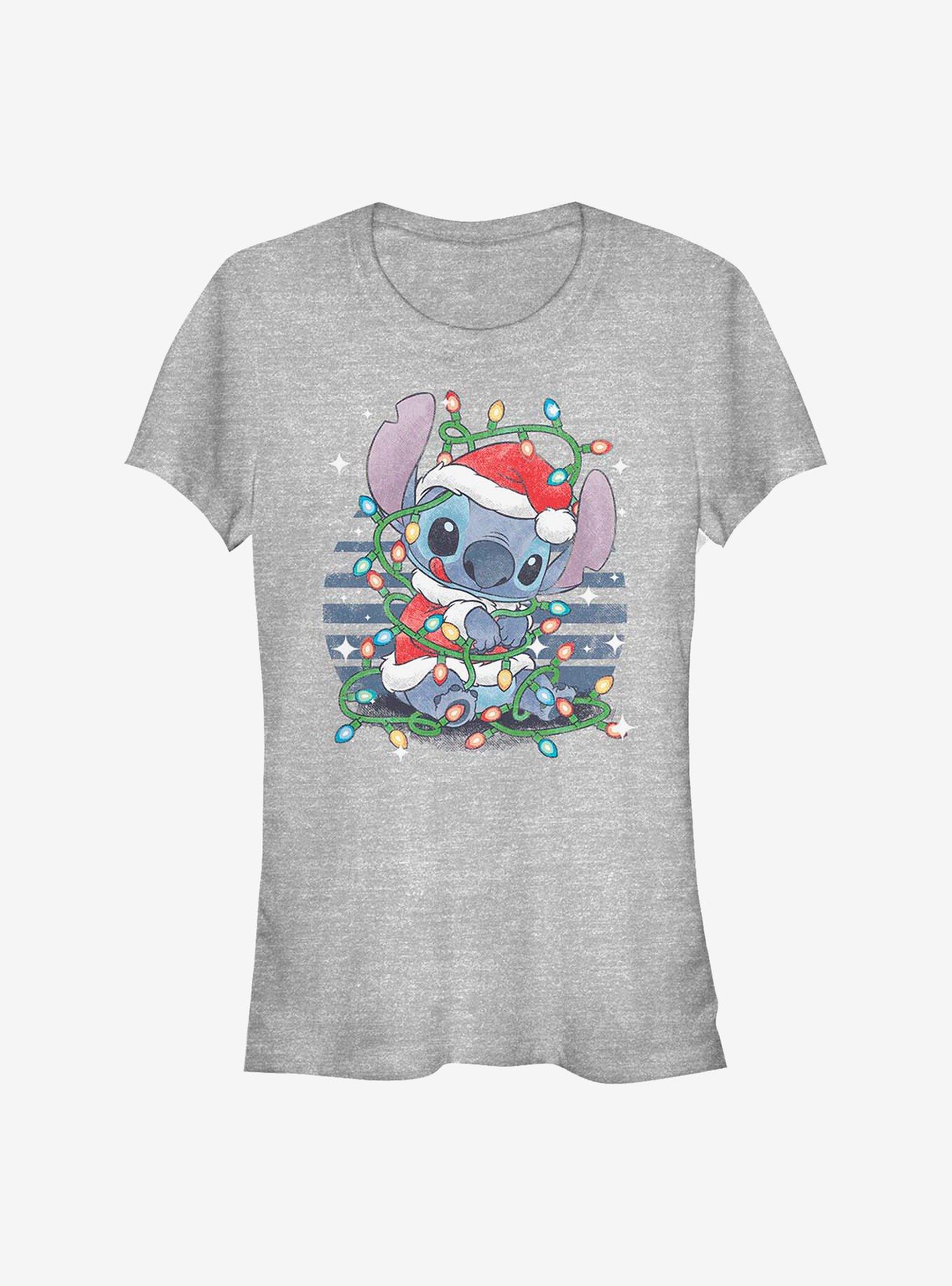 Disney Lilo & Stitch Holiday Lights Girls T-Shirt, ATH HTR, hi-res