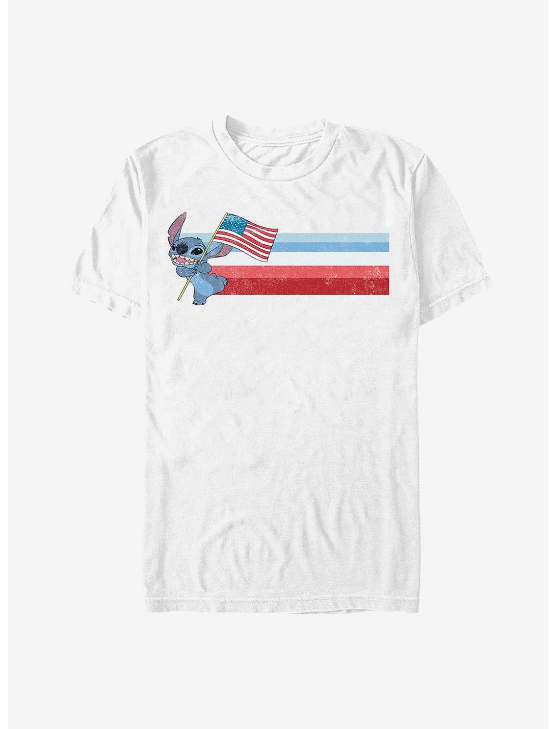 Disney Lilo & Stitch Flag Stitch T-Shirt, WHITE, hi-res
