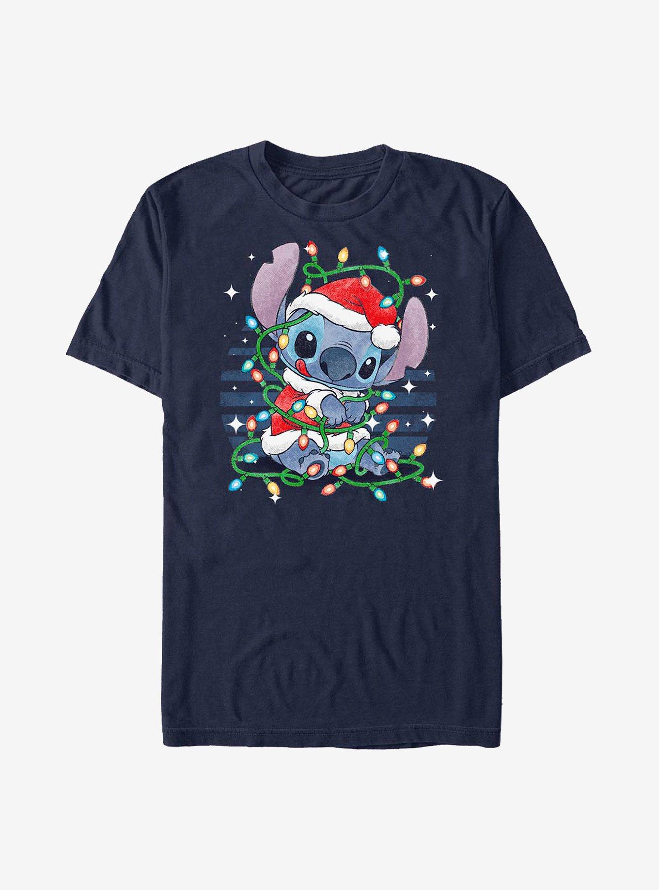 Disney Lilo & Stitch Holiday Lights T-Shirt, NAVY, hi-res