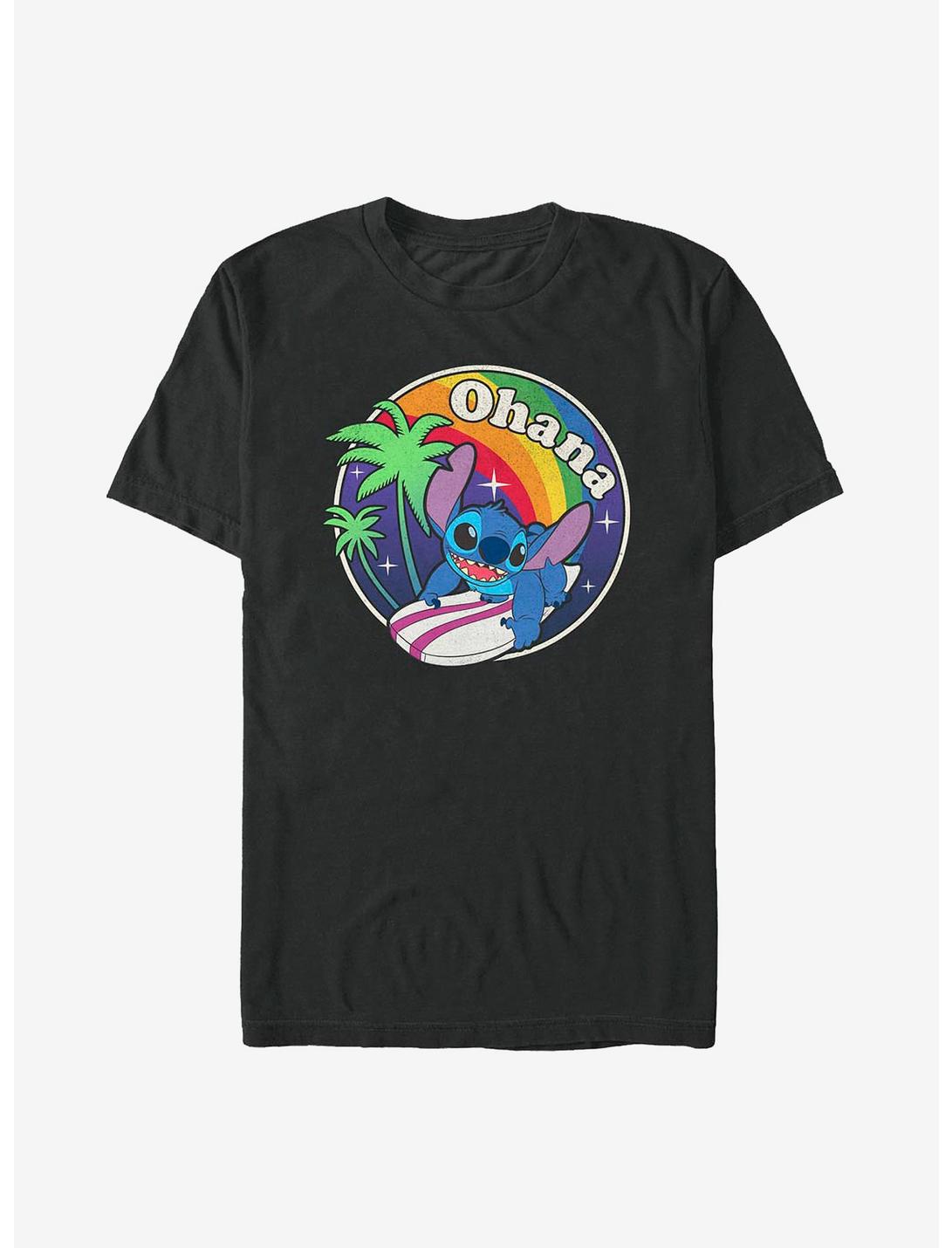 Disney Lilo & Stitch Ohana Rainbow Redux T-Shirt, BLACK, hi-res